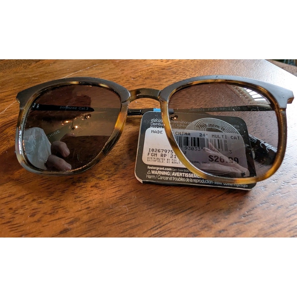 Foster Grant Women's Brown & Black Polarized Lens Tortoiseshell Sunglasses NWT